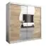 Schiebetürenschrank / Kleiderschrank Robinyera 05 mit Spiegel, Farbe: Weiß matt / Eiche Sonoma - Abmessungen: 200 x 200 x 62 cm ( H x B x T)