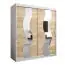 Schiebetürenschrank / Kleiderschrank Hacho 04 mit Spiegel, Farbe: Weiß matt / Eiche Sonoma - Abmessungen: 200 x 180 x 62 cm ( H x B x T)