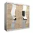 Schiebetürenschrank / Kleiderschrank Hacho 05 mit Spiegel, Farbe: Weiß matt / Eiche Sonoma - Abmessungen: 200 x 200 x 62 cm ( H x B x T)