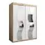 Schiebetürenschrank / Kleiderschrank Hacho 03 mit Spiegel, Farbe: Eiche Sonoma / Weiß matt - Abmessungen: 200 x 150 x 62 cm ( H x B x T)