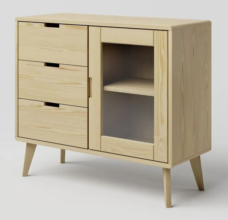 Vitrine Kiefer massiv natur Aurornis 16 - Abmessungen: 84 x 96 x 40 cm (H x B x T)