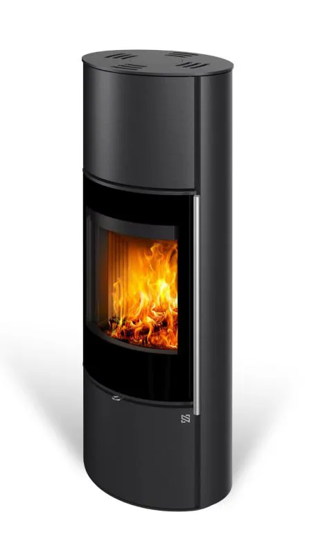 Kaminofen 5,1 kW | Ausführung H | Außengehäuse aus Stahl | Holzkamin | kompaktes und elegantes Design | Edelstahlgriff | Glastür