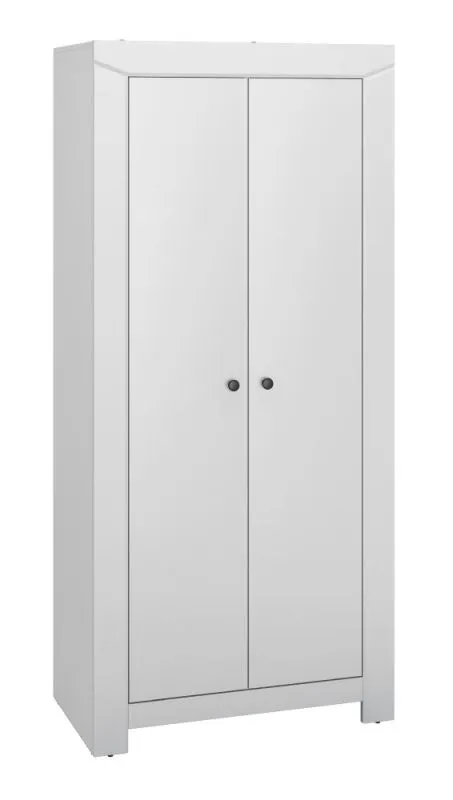 Drehtürenschrank / Kleiderschrank Sastamala 02, Farbe: Silbergrau - Abmessungen: 201 x 92 x 52 cm (H x B x T), mit 2 Türen und 5 Fächern