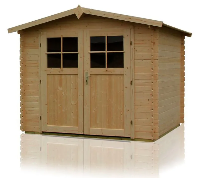 Gartenhaus 2,9 x 2,9 Meter (inkl. Dach) | Naturbelassen | Satteldach | 28 mm Blockbohlen Abbildung