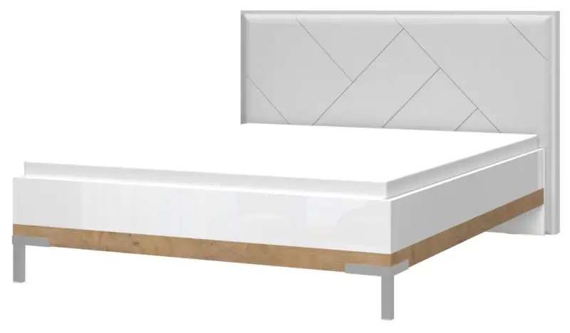 Doppelbett Faleasiu 21, Farbe: Weiß / Walnuss - Liegefläche: 160 x 200 cm (B x L)