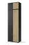 Kleiderschrank mit Schrankaufsatz Valtierrilla 03, Farbe: Eiche Artisan / Schwarz, Push-to-open Funktion, ausziehbare Kleiderstange, Maße: 225 x 70 x 40 cm