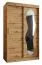 Kleiderschrank Lagginhorn 05, Farbe: Eiche Artisan, 1,2 Meter breit, ein Spiegel, fünf Fächer, Schiebetürenschrank, zwei Kleiderstangen, Aluminiumschienen