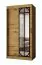 Kleiderschrank | Farbe: Eiche Artisan | 2 Kleiderstangen | 5 Fächer | 100 x 62 x 200 cm | dekorative Spiegeltür | Schiebetürenschrank | Moderne Details
