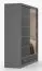 Schiebetürenschrank / Kleiderschrank mit Spiegel | Schwarz / Grau | Lusatian 25 | 218 x 203 x 61 cm | 3 Schubladen | 12 Fächer | Zweifarbig