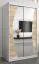 Schiebetürenschrank / Kleiderschrank Combin 02 mit Spiegel, Farbe: Weiß matt / Eiche Sonoma - Abmessungen: 200 x 120 x 62 cm (H x B x T)