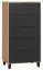 Kommode Leoncho 05, Farbe: Eiche / Schwarz - Abmessungen: 122 x 63 x 47 cm (H x B x T)