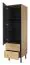 Schrank Slatina 50, Farbe: Eiche / Schwarz, teilmassiv - Abmessungen: 203 x 56 x 63 cm (H x B x T)