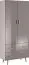 Kleiderschrank Hochglanz, Farbe: Weiß / Grau - Abmessung: 209 x 90 x 56 cm (H x B x T) Abbildung
