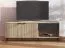 Modernes Wohnzimmer Komplett - Set B Zvesdara, 6-teilig, in Eiche Artisan / Schwarz, zwei Vitrinen, ein TV-Schrank, ein Wandregal, eine Kommode, ein Couchtisch, ABS-Kanten