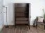 Vitrinenschrank mit zwei Glastüren Chaabane 01 | Farbe: Eiche Dunin / Schwarz | inkl. LED-Beleuchtung | Beine & Griffe: Metall | Maße: 194,5 x 91,5 x 39 cm