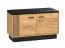Sitzbank mit Stauraum / Schuhschrank Lautela 03, Farbe: Eiche / Schwarz - Abmessungen: 49 x 80 x 34 cm (H x B x T), mit 2 Türen und 2 Fächern