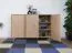 Kommode | 3 Drehtüren | Farbe: Eiche | 6 Fächer | Soft-Close Funktion | verstellbare Einlegeböden | 123 x 46 x 83 cm | Eichenholzbeine | Sideboard