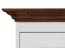 Vitrine Gyronde 14, Türanschlag links, Kiefer massiv Vollholz, Farbe: Weiß / Walnuss - 190 x 60 x 45 cm (H x B x T)
