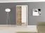 120 cm breiter Schiebetürenschrank mit 2 Türen | 5 Fächer | 2 Kleiderstangen | Farbe: Sonoma Eiche / Weiß Abbildung