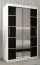 Schiebetürenschrank / Kleiderschrank Jan 02D mit Spiegel, Farbe: Weiß matt / Schwarz -  Abmessungen: 200 x 120 x 62 cm (H x B x T)