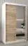 Schiebetürenschrank / Kleiderschrank Jan 02B mit Spiegel, Farbe: Weiß matt / Eiche Sonoma - Abmessungen: 200 x 120 x 62 cm ( H x B x T)