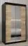 Schiebetürenschrank / Kleiderschrank Bisaurin 2B mit Spiegel, Farbe: Schwarz / Eiche Sonoma - Abmessungen: 200 x 120 x 62 cm ( H x B x T)