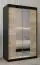 Schiebetürenschrank / Kleiderschrank mit Spiegel Tomlis 02A, Farbe: Schwarz / Eiche Sonoma - Abmessungen: 200 x 120 x 62 cm (H x B x T)