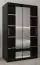 Schiebetürenschrank / Kleiderschrank Jan 02D mit Spiegel, Farbe: Schwarz - Abmessungen: 200 x 120 x 62 cm (H x B x T)