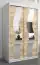 Schiebetürenschrank / Kleiderschrank Hacho 02 mit Spiegel, Farbe: Weiß matt / Eiche Sonoma - Abmessungen: 200 x 120 x 62 cm ( H x B x T)