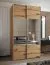 Kleiderschrank / Schiebetürenschrank | 245,5 x 130 x 64 cm | 2 Schiebetüren | Soft-Close | 6 Fächer | 2 Kleiderstangen | Farbe: Eiche Artisan | Spiegel