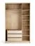 Falttür / Kleiderschrank | Farbe: Weiß / Eiche | 2 Türen | 3 Schubladen | 140 x 60 x 225 cm | eine Kleiderstange | inkl. LED-Beleuchtung mit Sensor