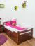 Kinderbett / Jugendbett "Easy Premium Line" K1/2h inkl. 2. Liegeplatz und 2 Abdeckblenden, 90 x 200 cm Buche Vollholz massiv dunkelbraun lackiert