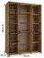 Kleiderschrank Mina mit Schiebetüren in Weiß/Eiche gehalten, Anti Staubbürsten, platzsparend, viel Stauraum, 235,2 x 180 x 60 cm, platzsparend
