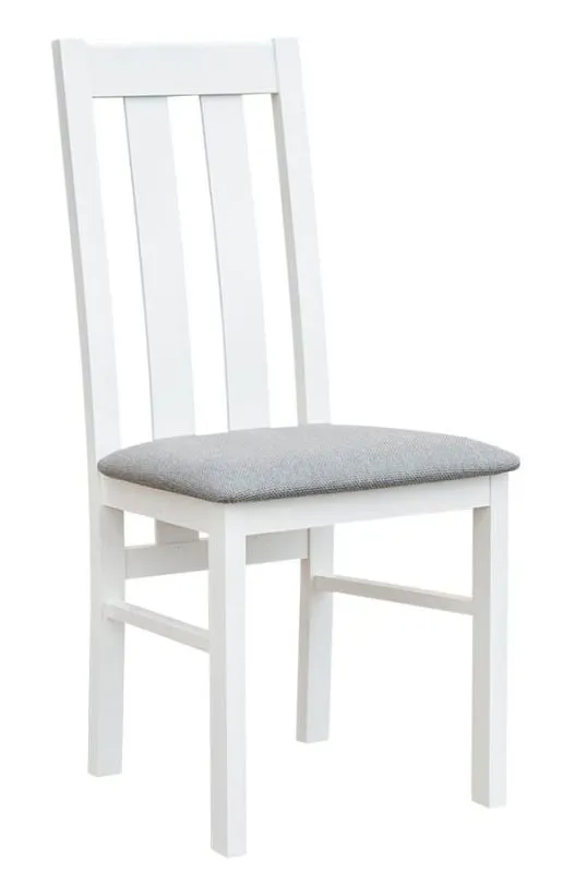 Stuhl Gyronde 10 mit Stoffbezug, Buche massiv Vollholz, Weiß lackiert - 94 x 43 x 44 cm (H x B x T)
