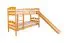 Stockbett mit Rutsche 80 x 200 cm, Buche Massivholz Natur lackiert, umbaubar in zwei Einzelbetten, "Easy Premium Line" K27/n