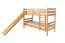 Etagenbett mit Rutsche 90 x 200 cm, Buche Massivholz Natur lackiert, teilbar in zwei Einzelbetten, "Easy Premium Line" K28/n