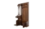 Garderobe mit einer Schublade in Walnussfarben Kiefer massiv Vollholz 29A, mit Spiegel, 200 x 113 x 35 cm, zwei Hutablagen und fünf Haken