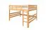 Hochbett 160 x 200 cm für Erwachsene "Easy Premium Line" K23/n, Buche Massivholz Natur lackiert, teilbar