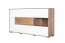 Kommode Manase 07, Farbe: Eiche Braun / Weiß Hochglanz - 97 x 180 x 41 cm (H x B x T)