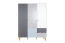Jugendzimmer - Drehtürenschrank / Kleiderschrank Syrina 05, Farbe: Weiß / Grau / Blau - Abmessungen: 202 x 153 x 55 cm (H x B x T)
