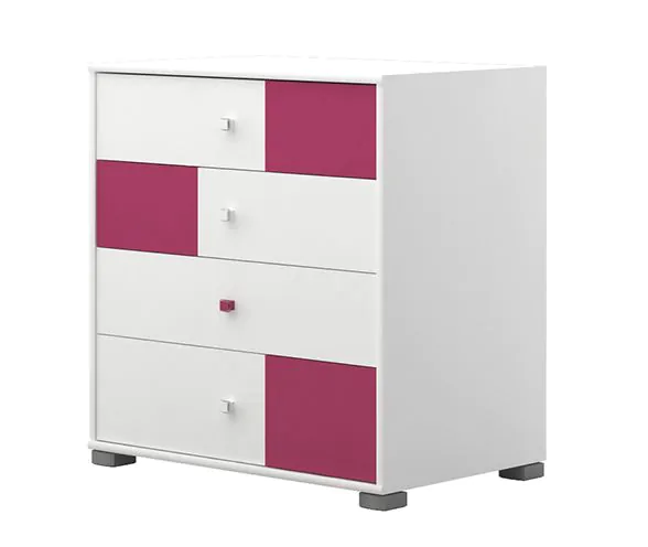 enhed Faktisk krans Kinderzimmer - Kommode Lena 09, Farbe: Weiß / Pink - Abmessungen: 89 x 84 x  56 cm (H x